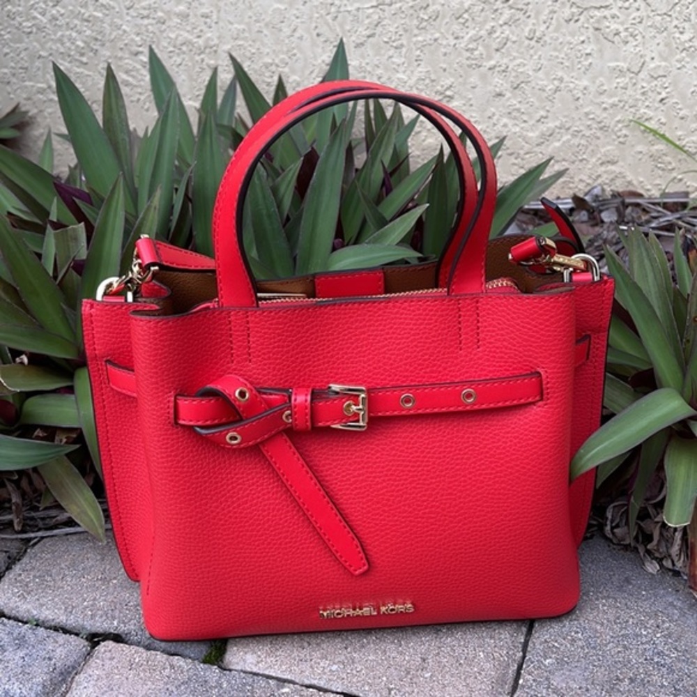 MICHAEL KORS EMILIA SMALL SATCHEL DARK SANGRIA